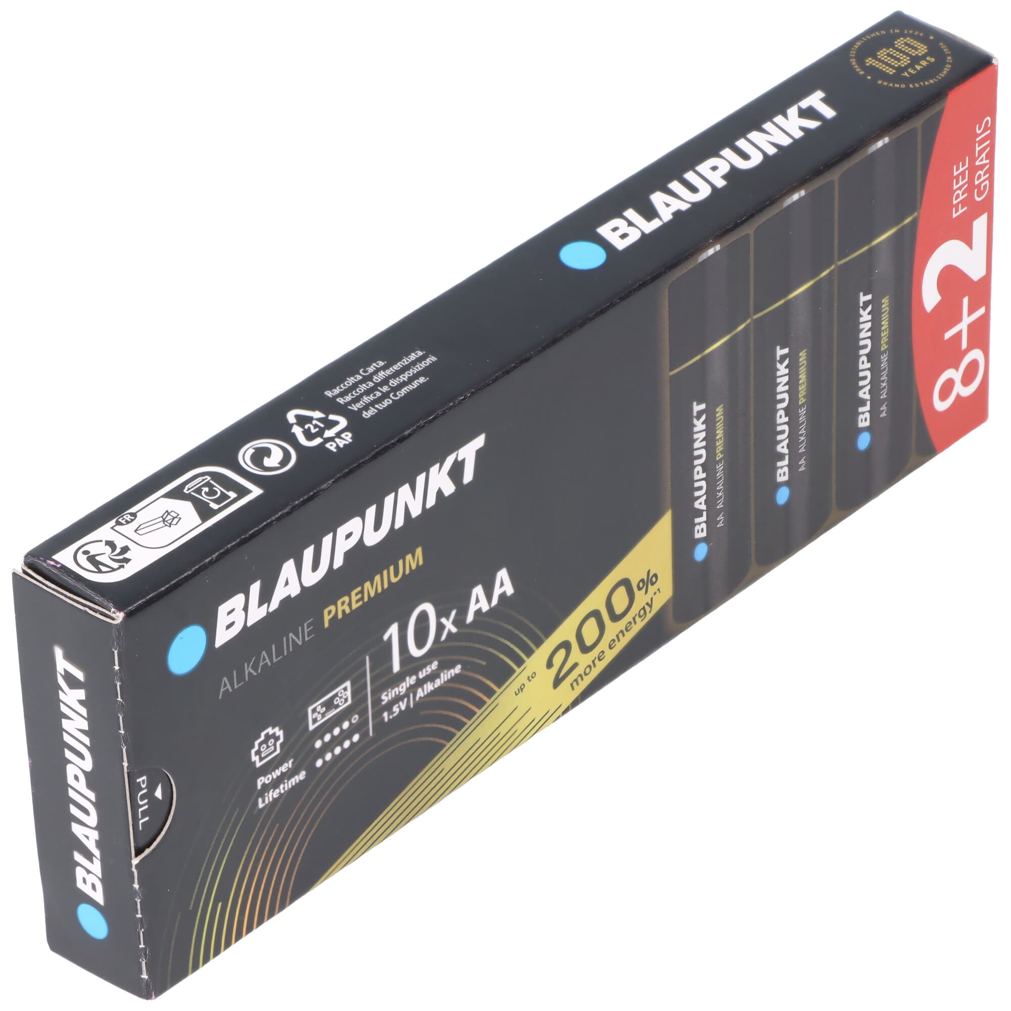Piles alcalines Blaupunkt Premium 1,5 V AA LR6, paquet de 10