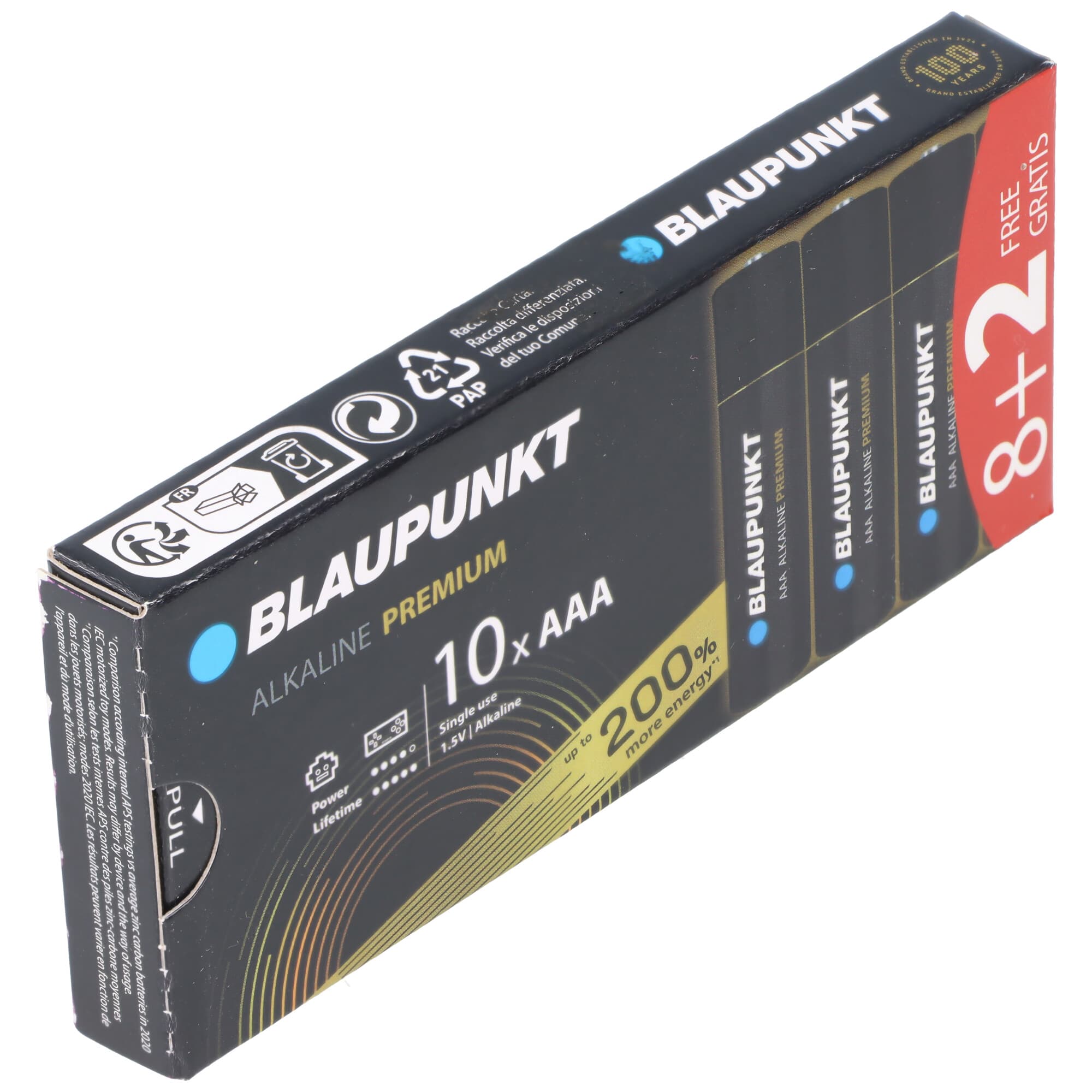 Piles alcalines Blaupunkt Premium 1,5 V AAA LR03, paquet de 10