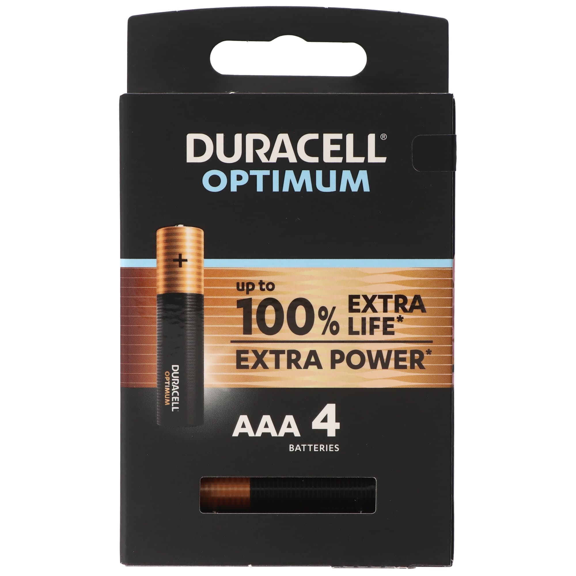 Piles alcalines Duracell Optimum AAA Mignon 1,5 V LR03 MX2400 Lot de 4